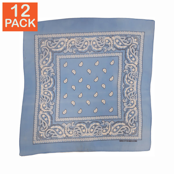 Bandana bleu clair à motif cachemire (lot de 12)
