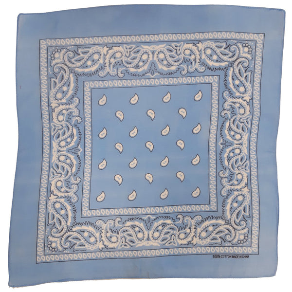 Bandana bleu clair à motif cachemire (lot de 12)