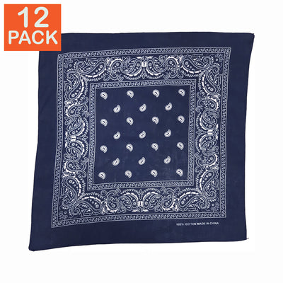Bandana bleu marine à motif cachemire (lot de 12)