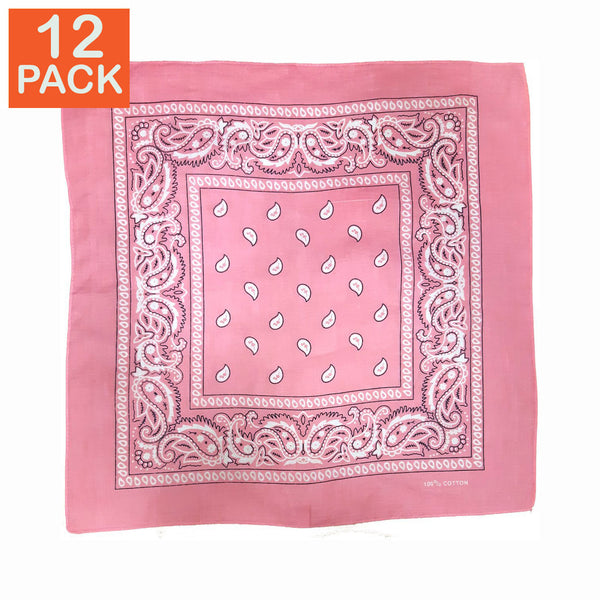 Bandanas roses à motifs cachemire (paquet de 12)