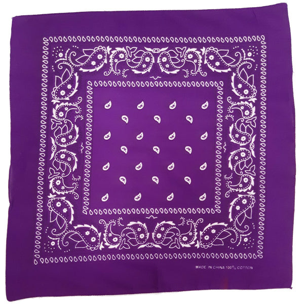 Bandana violet à motif cachemire (lot de 12)