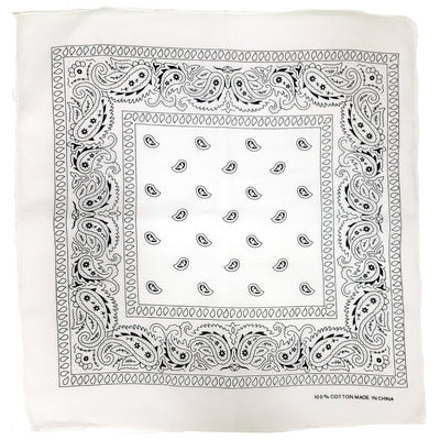 Bandanas blancs à motifs cachemire (paquet de 12)
