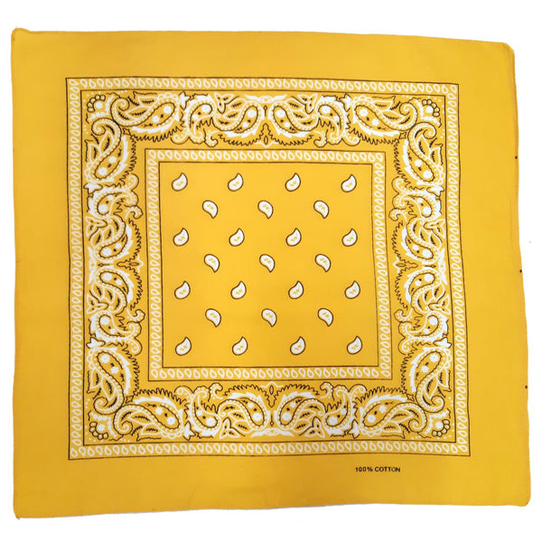 Bandana jaune à motif cachemire (lot de 12)