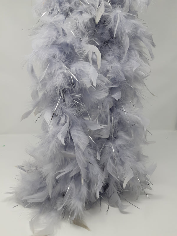 Boa en plumes argentées de 6 pieds et 60 grammes