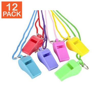 Sifflet néon et collier (lot de 12)