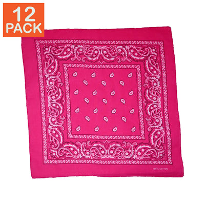 Bandanas fuchsia à motifs cachemire (paquet de 12)