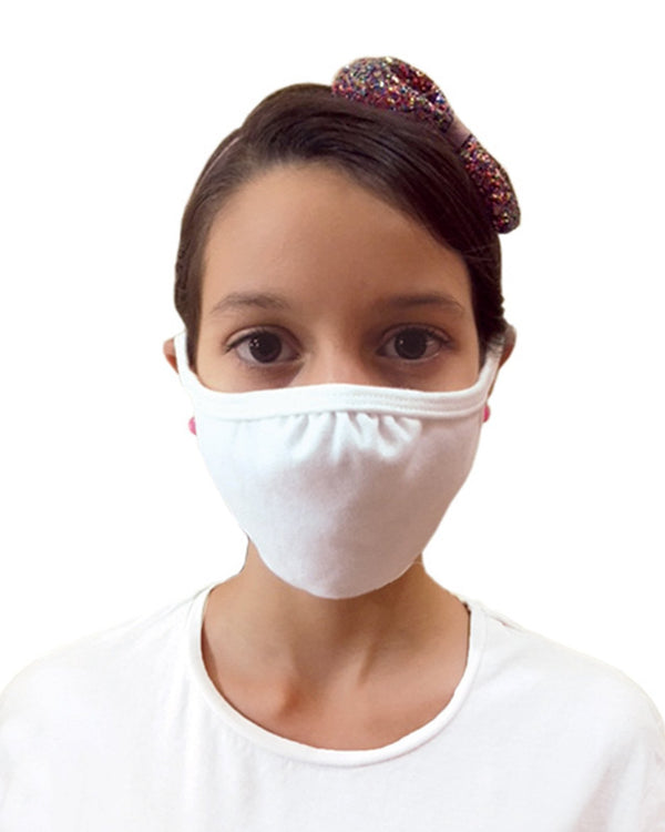 Lot de 24 masques Gildan en coton pour enfants, blancs.