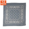 Bandanas gris à motifs cachemire (paquet de 12)