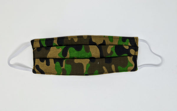 Masque en coton à motifs cachemire fabriqué au Canada - Enfants, camouflage vert