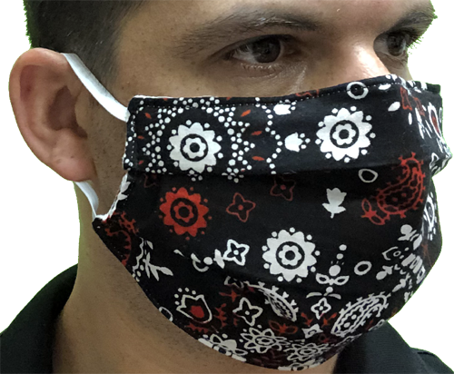 Masque à motifs cachemire noirs - Adulte