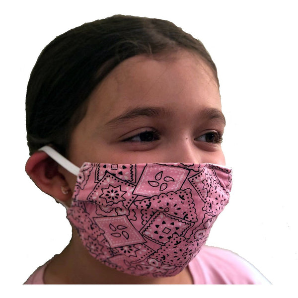 Masque rose à motifs cachemire - Enfants