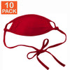 10 masques ajustables triple couche 100 % coton antimicrobien - Rouge