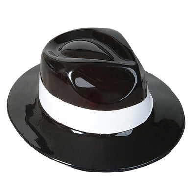 Chapeaux de gangster en plastique noir (paquet de 12)