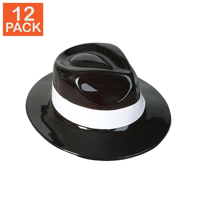 Chapeaux de gangster en plastique noir (paquet de 12)