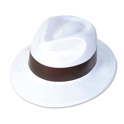 Chapeau de gangster en plastique blanc (lot de 12)
