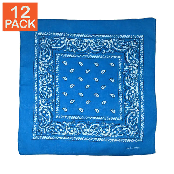 Bandanas turquoise à motifs cachemire (paquet de 12)