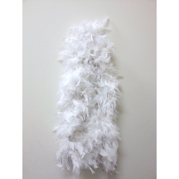 Boa en plumes blanches de 1,83 m (60 g) avec guirlande argentée 